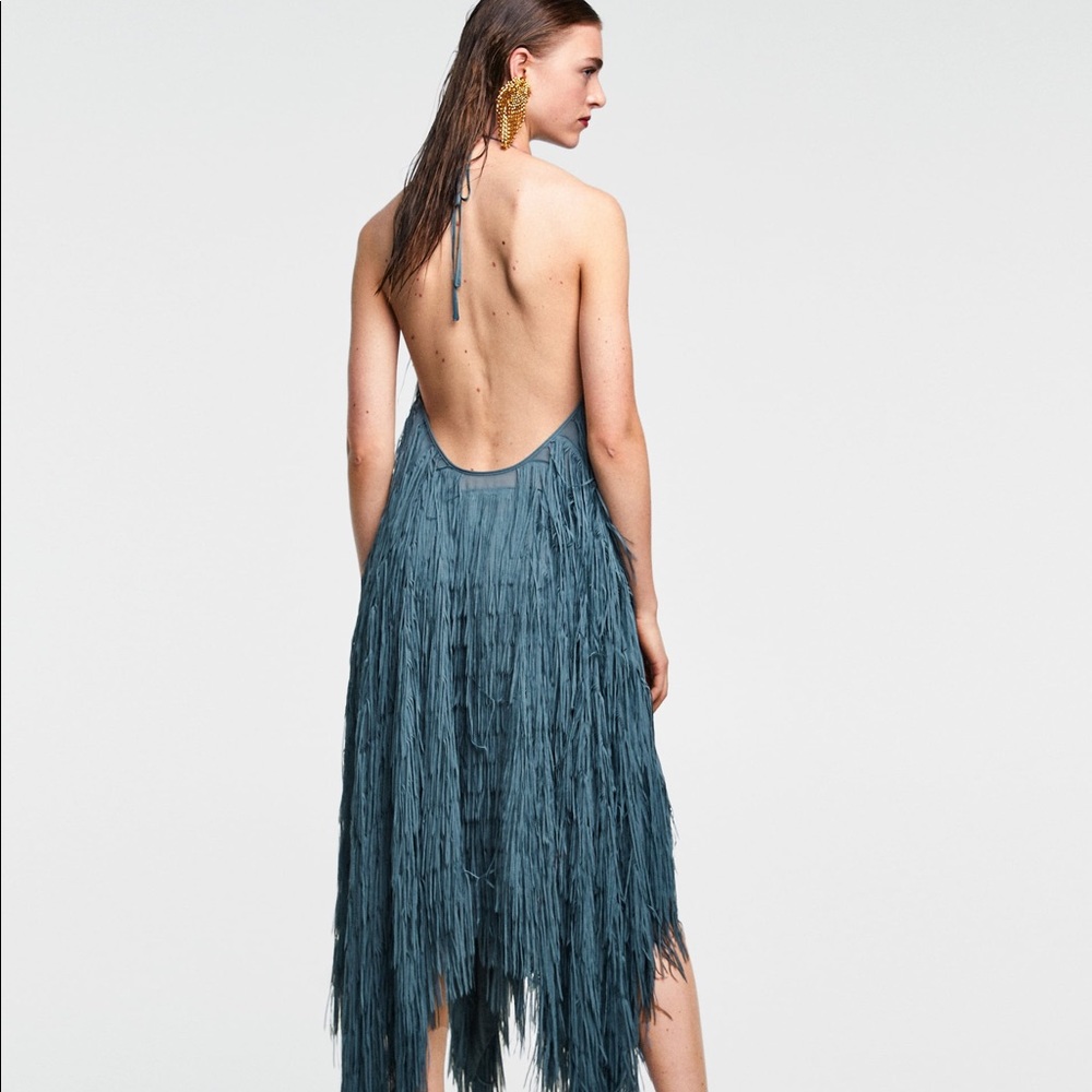 BLOGGERS FAV ZARA LIMITED EDITION FRINGE HALTER NECK DRESS - Picture 11 of 11